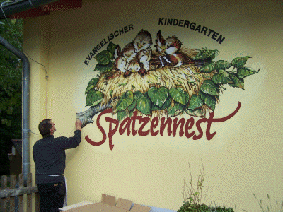 Wandbild "Spatzennest"